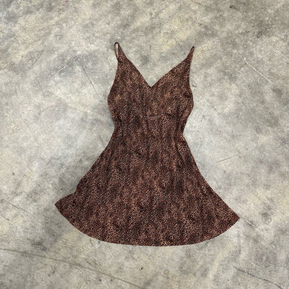 Vintage y2k Victoria’s Secret cheetah leopard sheer chiffon slip dress